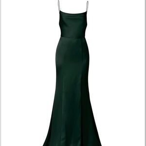 Amsale Chloe hunter green bridesmaid dress